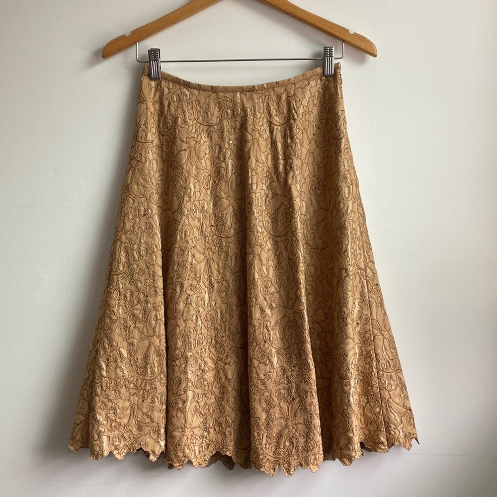 Lafayette 148 Petite size 2 lace over silk Skirt